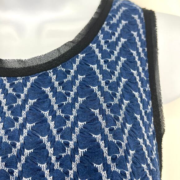 Anthropologie Postmark Sleeveless Tank Back Zip Sheer Raw Edge Detail Trim Sz M - Picture 3 of 11